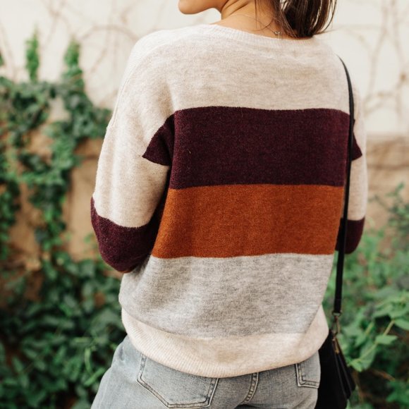 Heathered Heaven Striped Fall Sweater - Picture 3 of 3